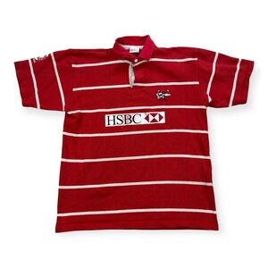 Vintage‎ Lionheart Shirt Men's XL Red Rugby Polo Short Sleeve Canada Made HSBC